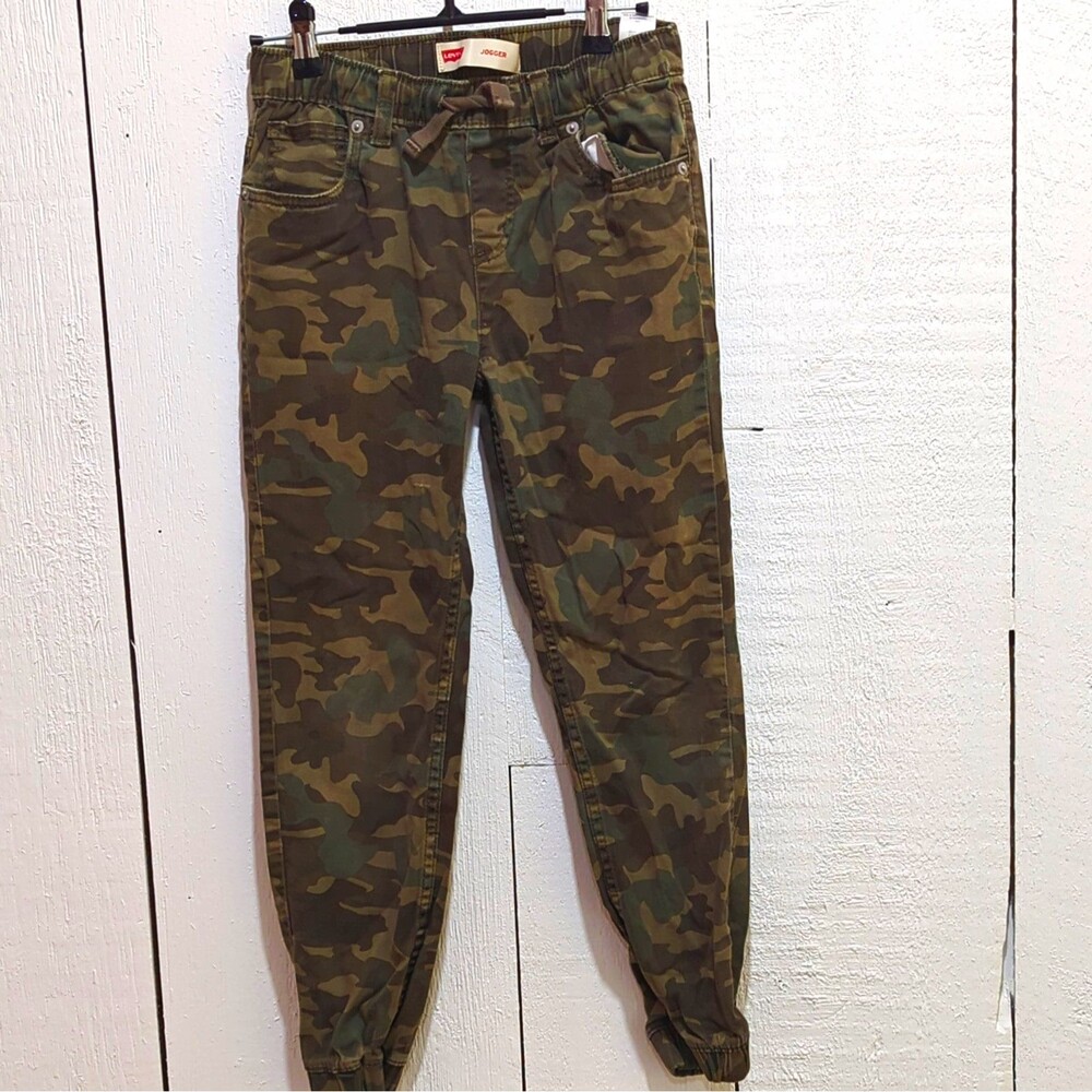 Levi's Boys Camo Jogger Pants Army Theme Size 12 Elastic Waist Drawstring